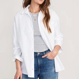 Old Navy Oversized Boyfriend Shirt, White Oxford, Women's L